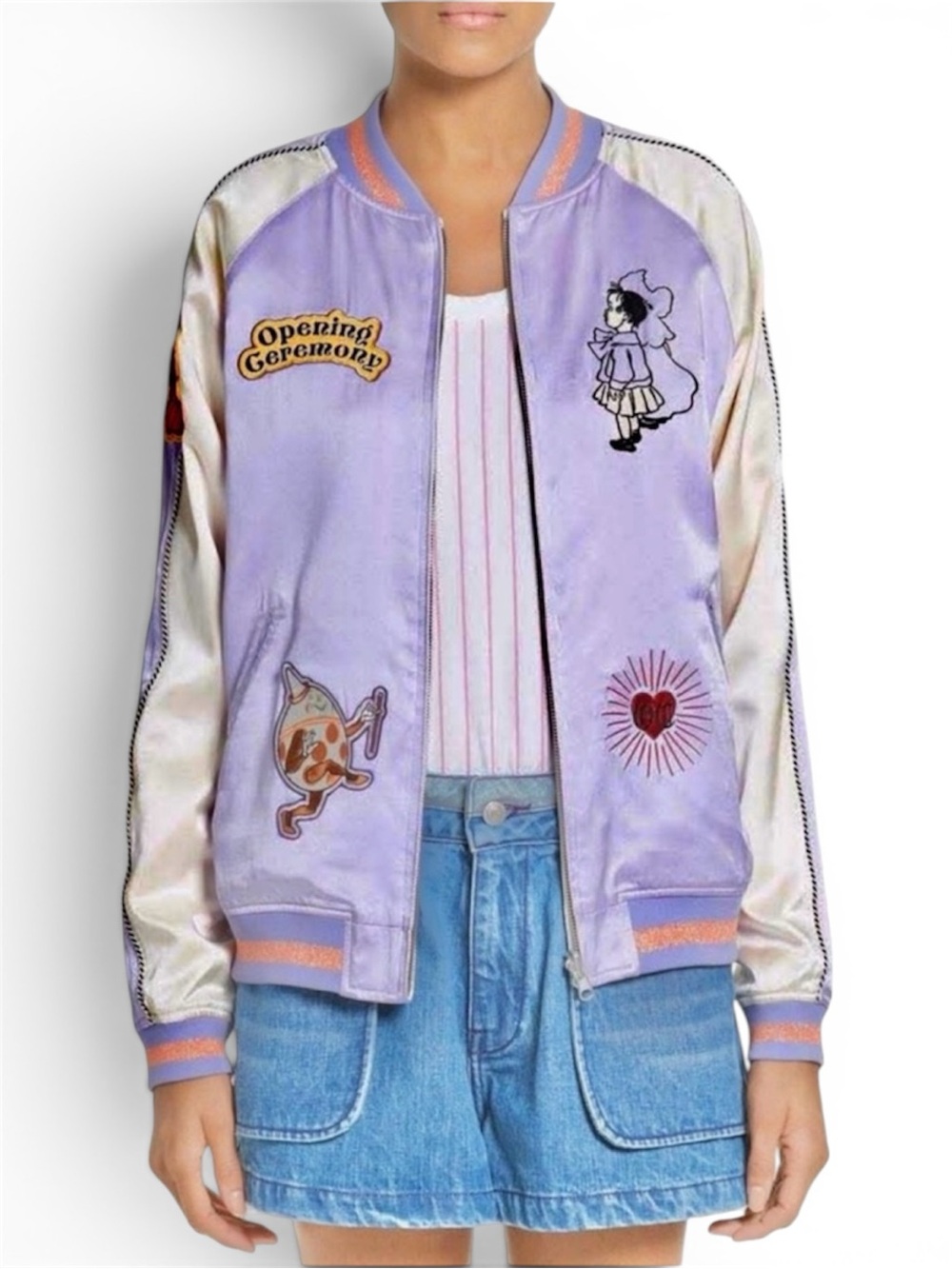 Opening Ceremony 100% Silk Reversible Embroidered Bomber Jacket M